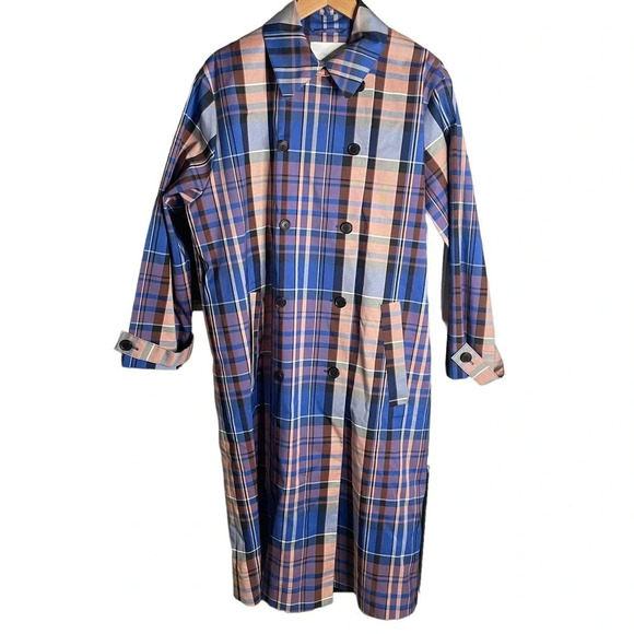 Hugo Boss Checkinada Glen Check Trench Coat Blue - Picture 3 of 8